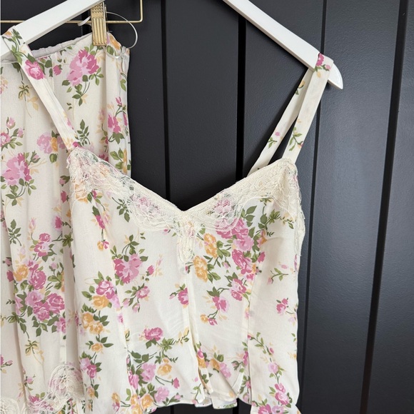 Reformation Floral Two-Piece Set with Lace Trim - Picture 2 of 5